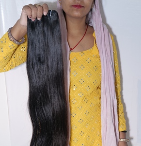 Extensions de cheveux humains indiens vierges bruts, lisses, en gros, non traités chimiquement, cuticules alignées, noirs, à ondulations profondes - Product Image 5