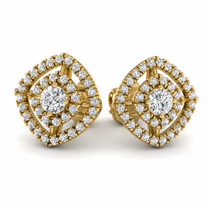 925 Sterling Silver Brilliant Round Cut <b>Diamond</b> Double Halo Moissanite Women's <b>Earrings</b> - Product Image 5