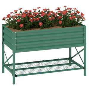 Fioriera Rialzata in Metallo 100x50x25 cm con Gambe, Capacità 140 Litri per Fiori e Verdure, con Foro di Drenaggio - Product Image 1