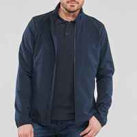 Veste softshell bleu marine pour homme, col montant, fermeture éclair, coupe-vent, décontractée, pour l'automne, coupe régulière, polyester tricoté