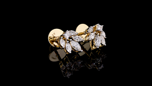 Boucles d'oreilles Western Lab Grown Diamond Princess Marquise Cut |   Cadeau de mariage ou de fiançailles en or 14 carats plaqué rhodium certifié IGI - Product Image 5