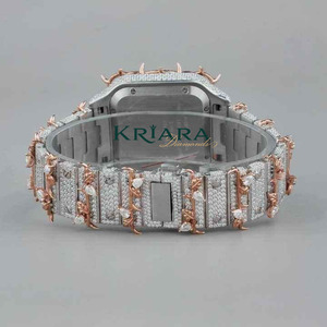 Montre pour homme en diamant moissanite très demandée, montre-bracelet de luxe tendance avec boîtier en acier inoxydable et qualité supérieure - Product Image 2