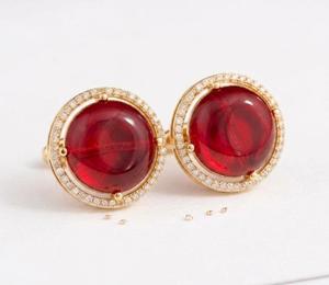 Boutons de manchette en verre avec pierres précieuses Rafay, laiton doré, bijoux de luxe pour homme, cadeau de mariage ou d'anniversaire - Product Image 2