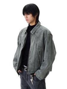 Chaqueta Vaquera Verde Informal para Hombre, Diseño Punk Holgado con Cierre de Cremallera y Piel de Conejo, Logotipo Frontal, Suministro ODM - Product Image 2