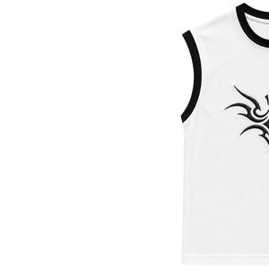 Camiseta sin Mangas Blanca con Diseño Gótico Bordado en Negro, Chaleco Casual de Verano para Mujer, Cuello Redondo, Tops de Moda Personalizados - Product Image 3