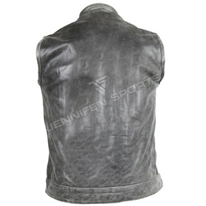 Gilets de moto en cuir pour hommes, style classique antique, gilets de motard en cuir de bonne qualité, gilets en cuir de qualité fabriqués au Pakistan - Product Image 4
