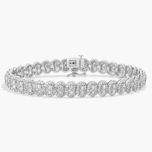 Diamond Cluster Overlay Halo <b>Bracelet</b> in White Gold - Product Image 1