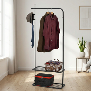 Fabricante de artículos para el hogar, almacenamiento de ropa colgante, perchero, estantes de exhibición, 2 niveles de metal, OEM, Ebay, venta al por mayor, Taiwán, Moderno - Product Image 1