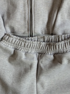 Gray Men Midweight Winter Eco-Friendly Printed Casual Solid Regular Fit Hoodie Sweatpants Set Zip Tracksuit Full Length Jogger - Product Image 3