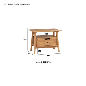 Japandi <b>Walnut</b> Wooden Side Bed <b>Table</b> with Floating Storage Drawer in Rubberwood for Bedroom and Hospitality Projects - Product Image 5