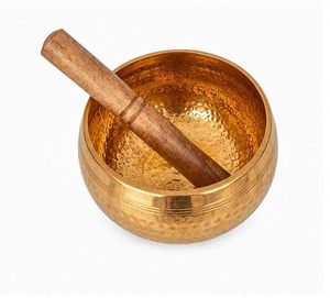 Cuenco Tibetano de Latón Martillado Hecho a Mano con Mazo de Madera para Meditación, Sanación Sonora, Yoga y Oración - Product Image 4