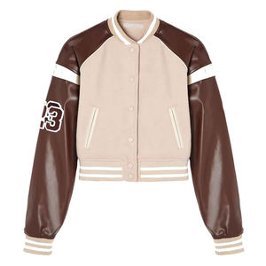 Custom Pink Women's Cropped Varsity Bomber <b>Jacket</b> Baseball <b>Jacket</b> For Women Crop Wool And Letterman <b>Jacket</b> For Women - Product Image 1