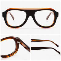 Montures optiques en acétate 2026 Pilot bicolores extra épaisses de luxe pour hommes, fabrication OEM ODM avec logo de marque personnalisé