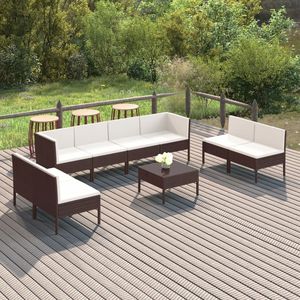 9 pezzi di Poly Rattan marrone Patio Set Lounge con cuscini mobili da esterno collezione - Product Image 1