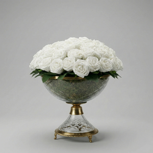 Set 2 Crystal Flower <b>Vase</b> with Brass <b>Stand</b> Luxury Home Decor Wedding Decorative Premium Quality Glass Flower <b>Stand</b> for Events - Product Image 2