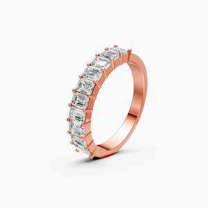 Bague moderne en or jaune, blanc et rose 9 carats avec diamant de laboratoire taille émeraude éthique fantaisie de 1,46 ct pour usage quotidien - Product Image 1