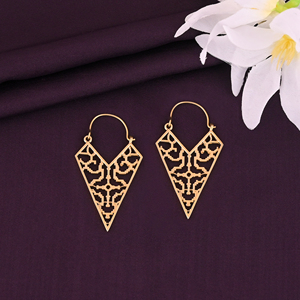 SHIPOBO Boucles d'oreilles créoles dorées tendance en laiton plaqué or, taille 55x31MM pour femme - Product Image 3