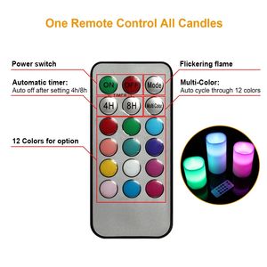 Candele LED Senza Fiamma a 12 Colori con Telecomando e Timer Automatico, Sicure, Senza Fumo, in Vera Cera, per Compleanni, con Effetto Tremolante - Product Image 5
