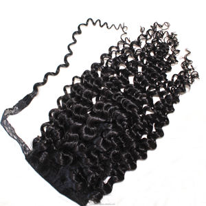 Queue de cheval en cheveux humains ondulés, queue de cheval à cordon de serrage, haute qualité, 100% cheveux humains, naturelle, queue de cheval à cordon de serrage enveloppante - Product Image 1