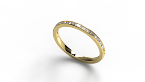 18K Gold Minimalist Channel Set Baguette Diamond <b>Ring</b> For Women Half Eternity Band <b>Stacking</b> Wedding <b>Ring</b> Fine Jewelry for Women - Product Image 2