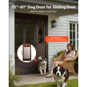 Porta per Cani con Telaio in Lega di Alluminio per Vetro Scorrevole 75 7/8 80 11/16, Altezza Regolabile, Design Francese, Cerniere Girevoli in Ferro con Serratura - Product Image 4
