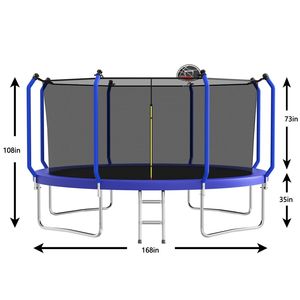 Trampolino da Esterno 14FT con Canestro da Basket, Approvato ASTM, Tipo Rinforzato, Giocattolo per Saltare con Rete di Protezione - Product Image 5