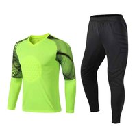 Set Jersey Kiper Sepak Bola Pria, Bahan Polyester Bernapas, Lengan Panjang, Seragam Latihan Sepak Bola, Perlengkapan Pelindung, Custom