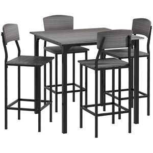 5-Piece Counter Height <b>Bar</b> <b>Table</b> Set with Space Saving Design Square <b>Kitchen</b> <b>Table</b> Chairs with Metal Legs Indus Dining Room Set - Product Image 1
