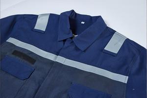 Combinaison de travail réfléchissante unisexe haute visibilité et combinaison de sécurité bleu marine à manches longues imperméable en coton/polyester - Product Image 5