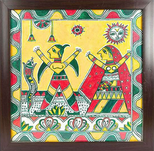 Pintura Folclórica Tradicional Madhubani, Arte Metálico 3D Hecho a Mano de Jharkhand - Product Image 3