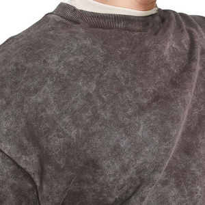 Vintage Cotton Heavyweight Fleece Drop Shoulder Plus Size Acid Wash Men's Winter Embroidered Custom Printed <b>Sweatshirt</b> OEM - Product Image 4