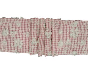 Hot Sale Woven Girls <b>Pink</b> and White 100% Cotton <b>Fabric</b> with 3D Applique Embroidery Gingham Check Pattern Available at Good Price - Product Image 5