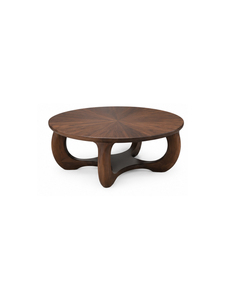 Modern Round <b>Walnut</b> <b>Coffee</b> <b>Table</b> Midcentury Design Handmade Wood Living Room Furniture Dark Brown Finish - Product Image 3