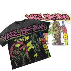 Cut and Sew Garment Custom <b>Vintage</b> <b>Graphic</b> DTG Printing 100% Cotton <b>Tee</b> Drop Shoulder Acid Wash T-shirts for Men - Product Image 1