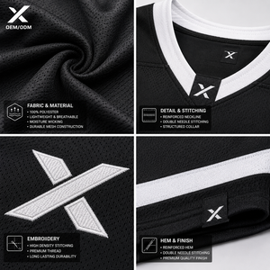 เสื้อซ้อมฮอกกี้น้ำแข็ง X Sports City คอวี ระบายอากาศได้ดี แห้งเร็ว ผลิตจากโพลีเอสเตอร์ 100% สำหรับผู้ใหญ่ ใส่ได้ทั้งชายและหญิง - Product Image 3