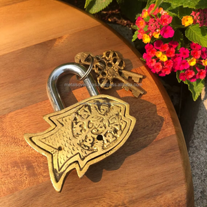 Antique Brass Fish <b>Padlock</b> Traditional Handmade Durable Solid Brass Lock for Home Door Cabinet Security and Vintage Gift Item - Product Image 4