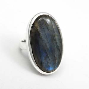 Brilliant Oval Cut <b>Large</b> Natural Labradorite Gemstone <b>Ring</b> In 925 Sterling Silver Handmade Bohemian Style Statement <b>Ring</b> - Product Image 2
