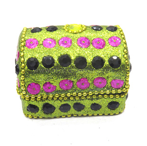 Caja Decorativa de Vidrio con Cuentas para Artesanía, Caja de Almacenamiento Personalizada para Joyas, Decoración de Mesa India, Caja de Diseño con Cuentas - Product Image 1