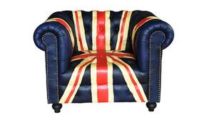 Union Jack Tufted Leather <b>Armchair</b> Modern Comfortable Living Room & <b>Dining</b> Chair with Wood Legs and Foam Filling for Home Decor - Product Image 5