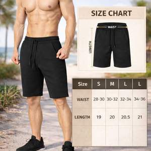 Shorts de sport pour hommes 100 % polyester de haute qualité, écologiques, respirants, teinture unie, taille mi-haute élastique, style décontracté, nouvelle collection - Product Image 5