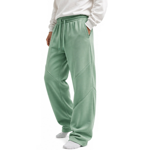 Pantalon de jogging en molleton pour homme, taille élastique avec cordon de serrage, décontracté, vert, mi-lourd, tricoté, respirant, poches latérales, pour l'automne - Product Image 1