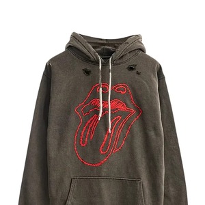 High Quality 100% Cotton Custom Distressed Embroidery Pullover Hoodie For Men Acid Wash Streetwear For All Seasons - Product Image 3