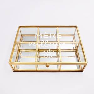Glass Jewelry Box with Brass Frame and Hinged Lid for Storage - Product Image 6
