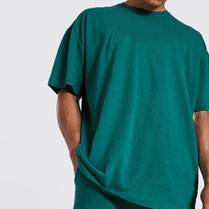 Men's Solid Green Cotton <b>Knitted</b> T-Shirt Shorts <b>Set</b> Casual Summer Wear Crew Neck Short Sleeve Outfit - Product Image 5