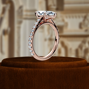 Bague de fiançailles solitaire en or massif 14 carats avec diamant de laboratoire 1,5 carat taille marquise à 6 griffes, pavée, pour mariage, fête ou promesse - Product Image 5