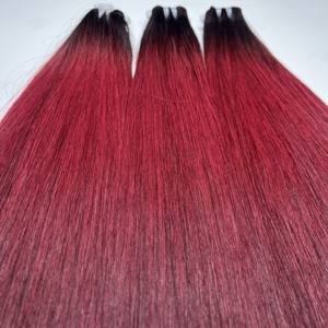 Vente en gros de cheveux humains brésiliens 100% bruts non traités, paquet de cheveux Remy raides vierges, couleur rouge - Product Image 4