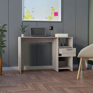 DEPOT-Escritorio gris claro para ordenador, con 1 cajón y 2 estantes de almacenamiento abiertos, Naxos, DEPOT, - Product Image 2