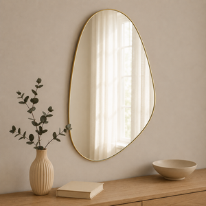 Gold Irregular Organic Wall <b>Mirror</b> <b>Thin</b> Metal Frame Decorative <b>Mirror</b> for Bedroom Living Room Entryway Home Decor - Product Image 3