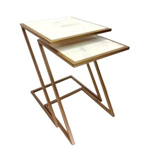 Juego de mesa lateral ajustable de forma Rectangular de hierro contemporáneo personalizado, 2 uds., muebles de sala de estar reales, mesas de centro - Product Image 1
