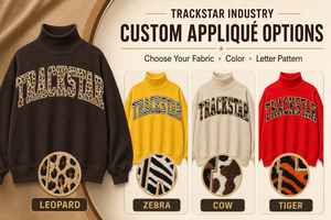 Custom Trackstar Flame Pattern Letter Applique Women's Oversized Red Mock Neck Cotton Fleece Sweatshirt - Product Image 6